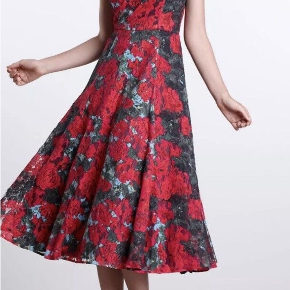 Tracy Reese Anthropologie Red Roses Dress